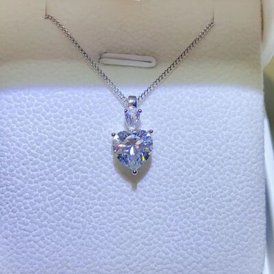 Sophia - 2 Carat Moissanite 925 Sterling Silver Heart Pendant Necklace