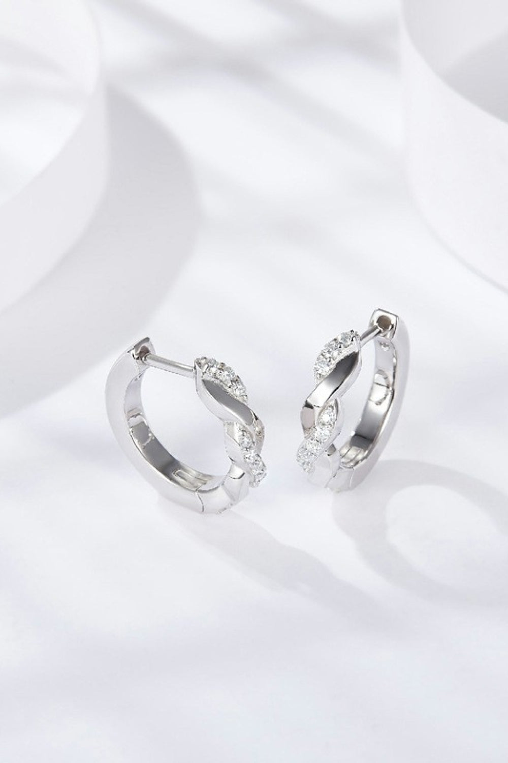 Farah - Moissanite Twisted Platinum-Plated Earrings