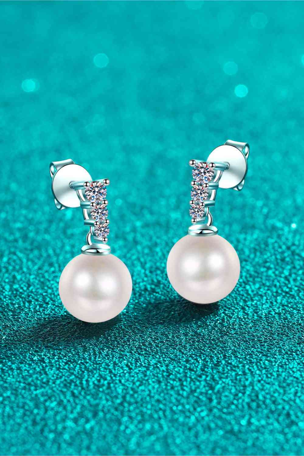 Ginger - Moissanite Pearl Drop Earrings