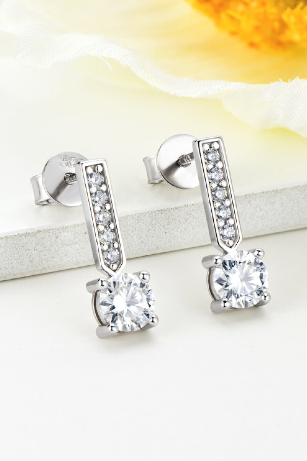 Audrey - Moissanite and Zircon 925 Sterling Silver Drop Earrings