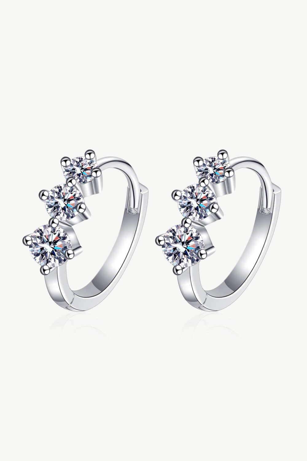 Darcy - Sterling Silver Moissanite Huggie Earrings