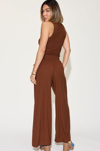 Basic Bae Full Size Ribbed Tank and Wide Leg Pants Set **also in grey, burnt umber, orange, dusty blue, and mocha