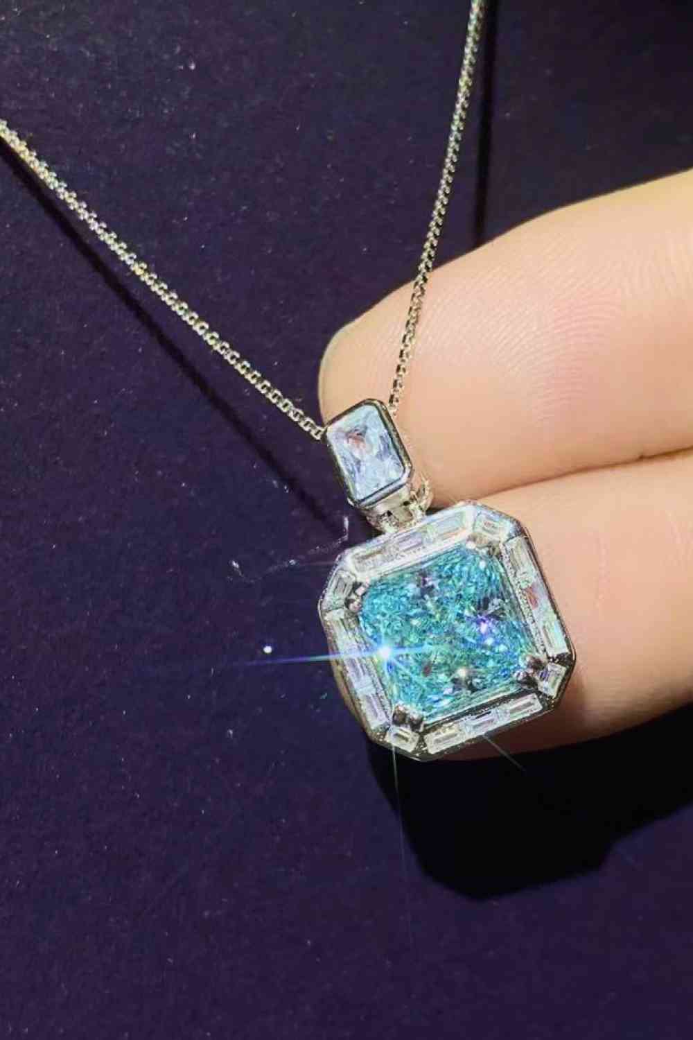 Lola - 2 Carat Moissanite Square Pendant Necklace