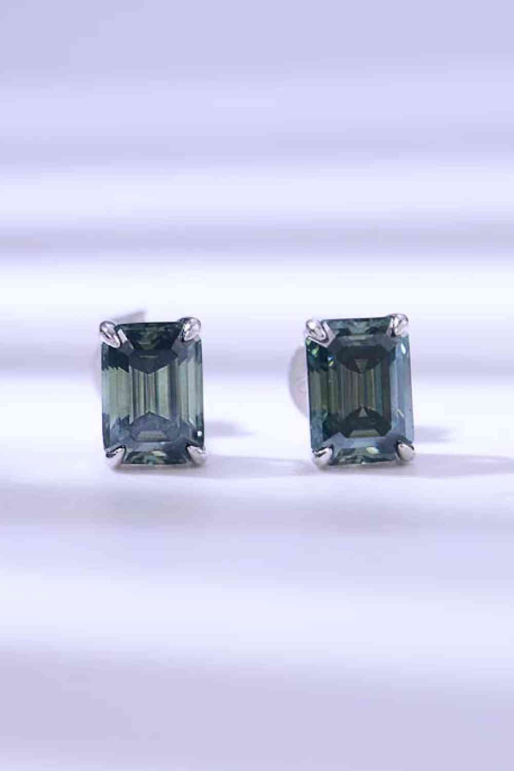 Daphne 2 Carat Moissanite Stud Earrings in Green