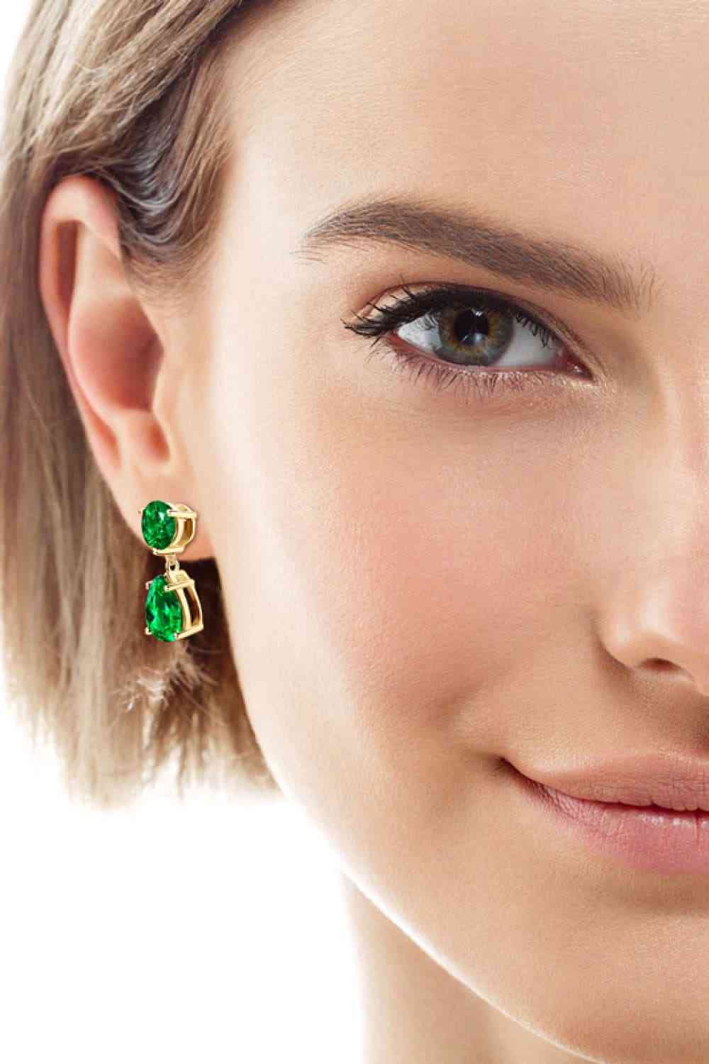 Isabella - Lab-Grown Emerald Drop Earrings