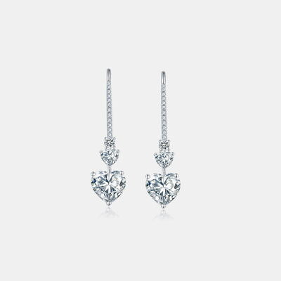 Kyra - 5.44 Carat 925 Sterling Silver Moissanite Heart Drop Earrings