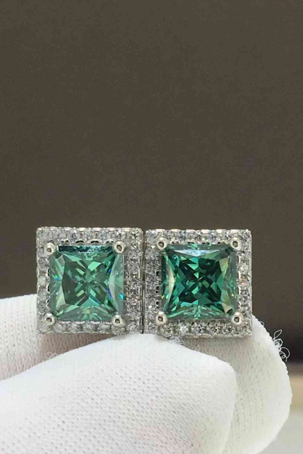 Catherine 2 Carat Moissanite Square Stud Earrings