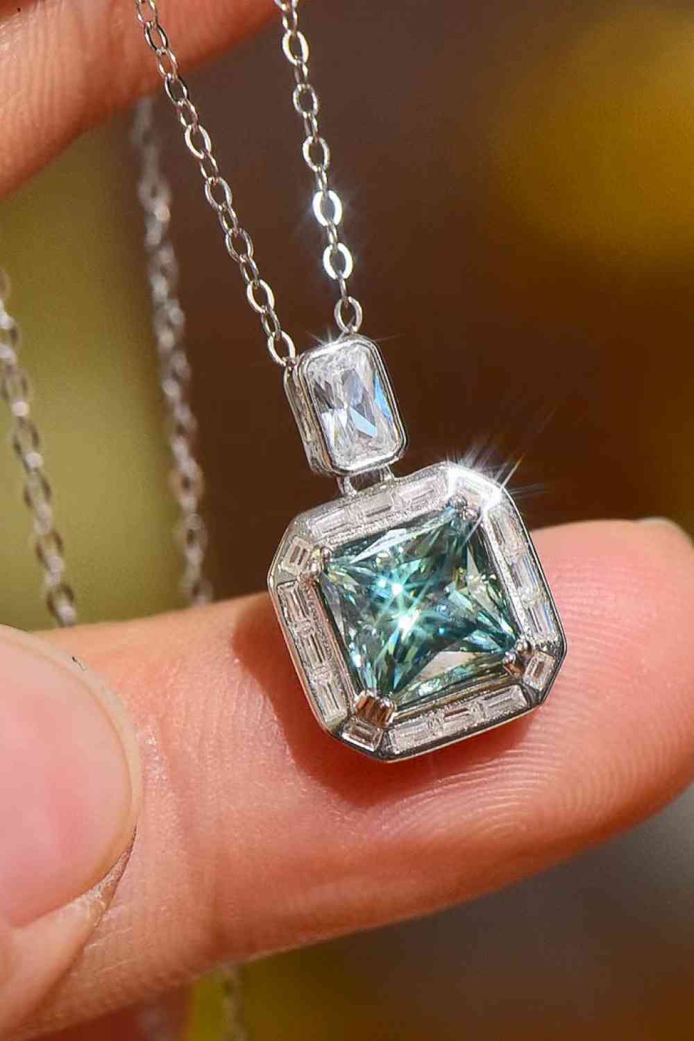 Lola - 2 Carat Moissanite Square Pendant Necklace