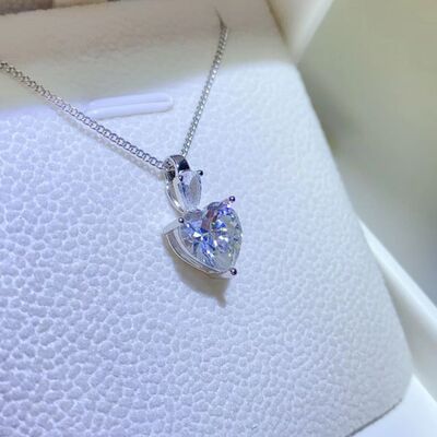 Sophia - 2 Carat Moissanite 925 Sterling Silver Heart Pendant Necklace