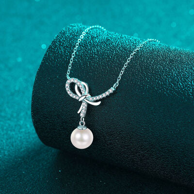 Scarlett - Natural Pearl Pendant Moissanite 925 Sterling Silver Necklace