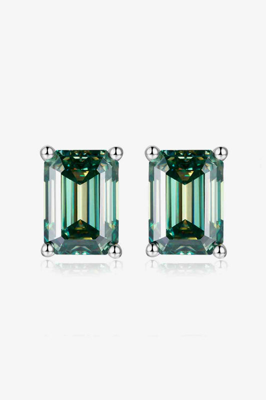 Daphne 2 Carat Moissanite Stud Earrings in Green