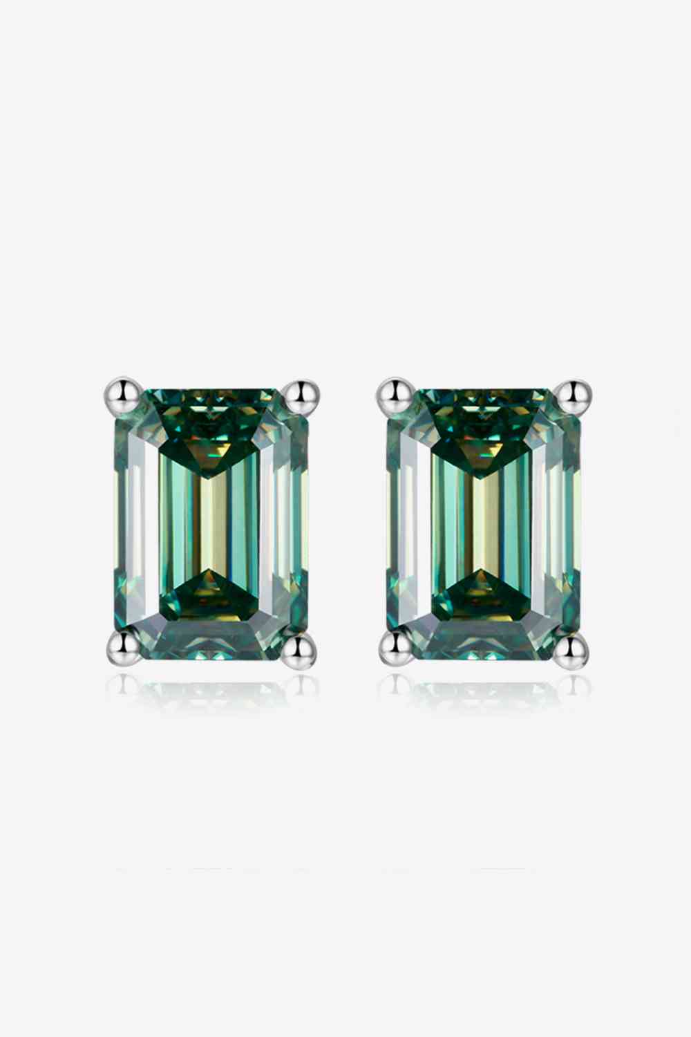 Daphne 2 Carat Moissanite Stud Earrings in Green