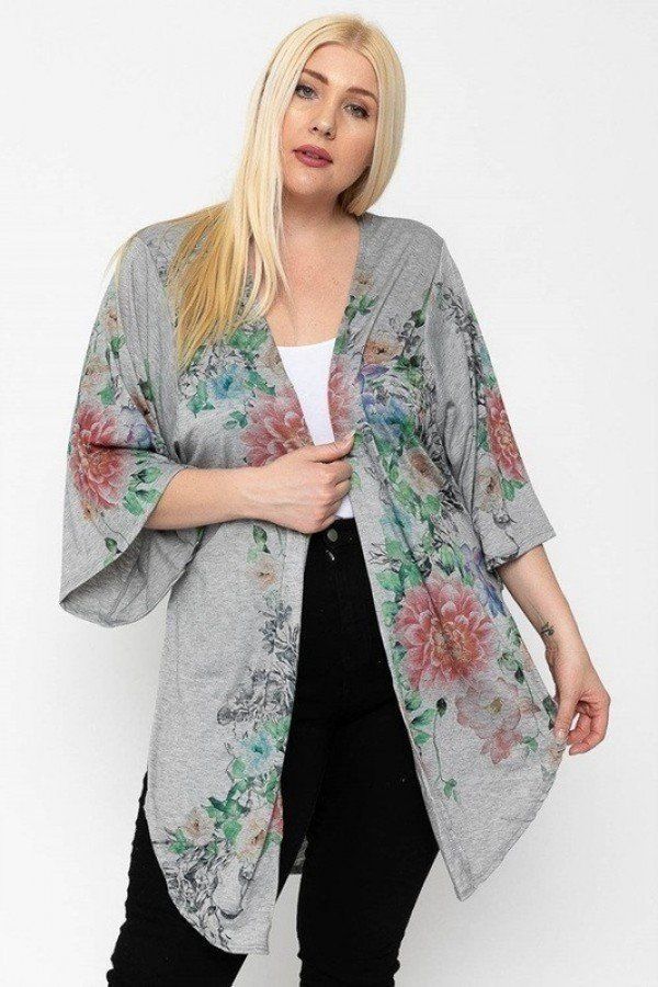 Floral Print, Long Body Cardigan **also available in coral