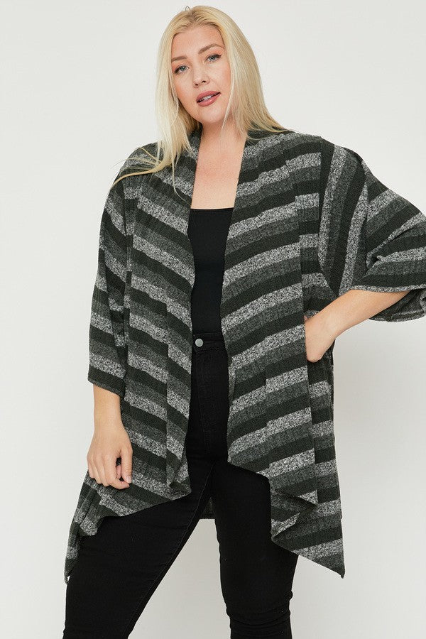 Kimono Style Striped Cardigan **also available in olive and navy