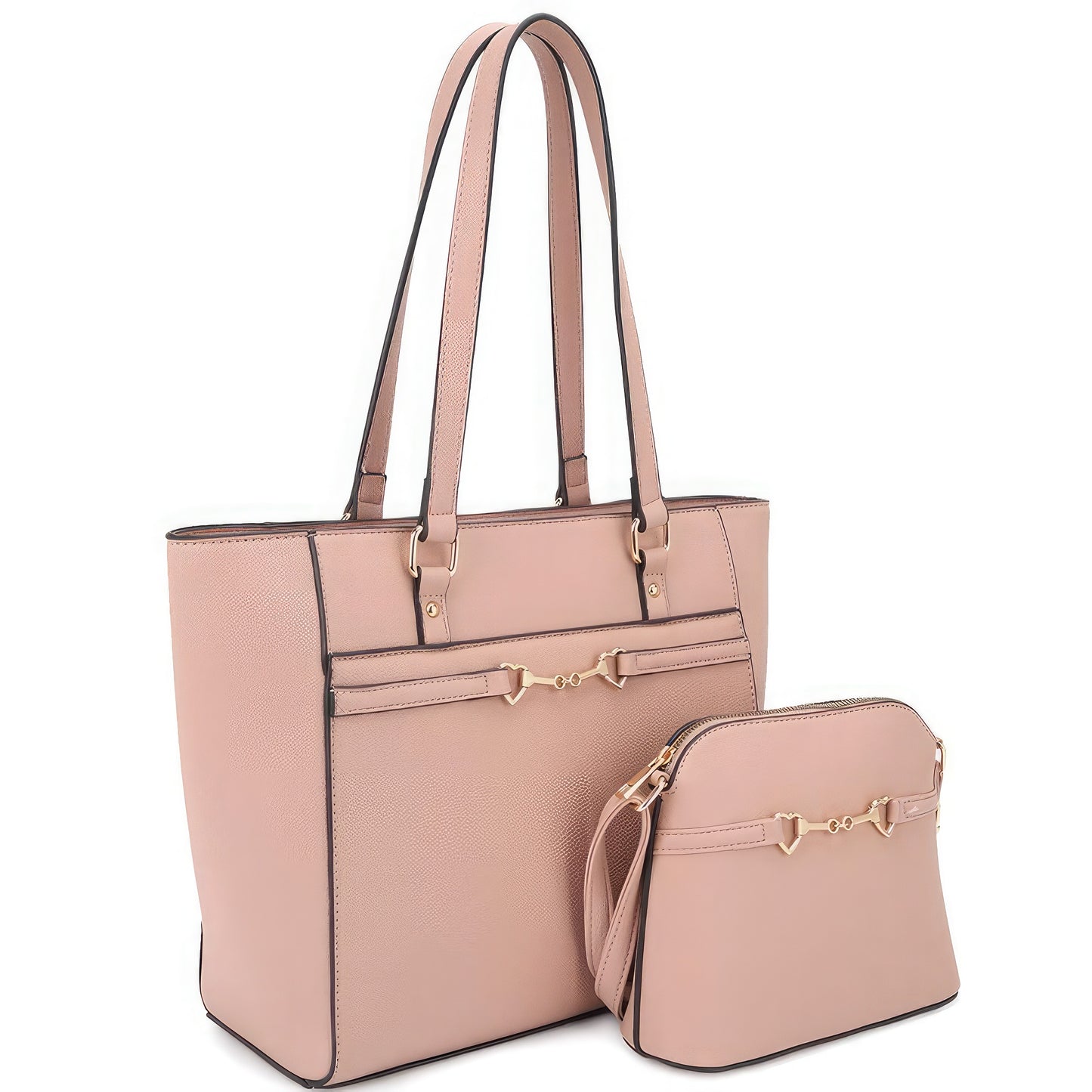 2in1 Vegan Leather Matching Shoulder Tote Bag With Crossbody Set **also in mauve, taupe, khaki, and brown