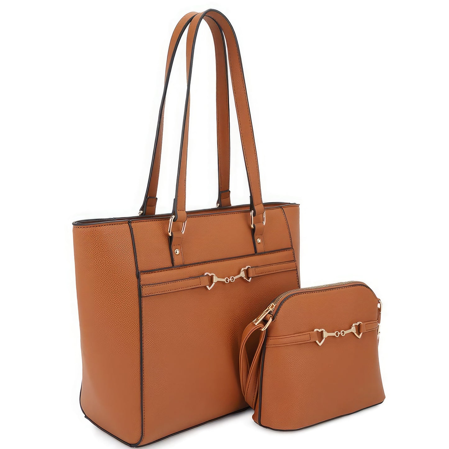 2in1 Vegan Leather Matching Shoulder Tote Bag With Crossbody Set **also in mauve, taupe, khaki, and brown