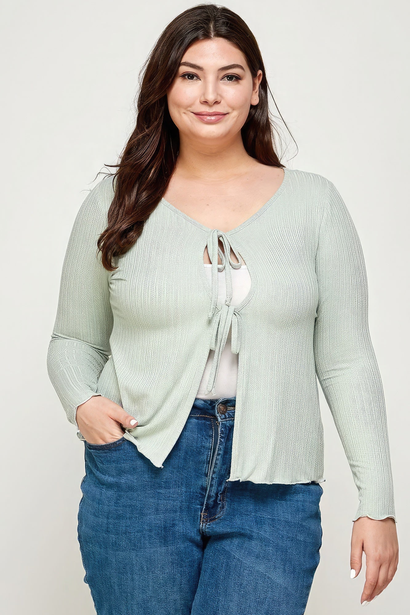 Solid Ribbed Pointelle Cardigan **also available in sage