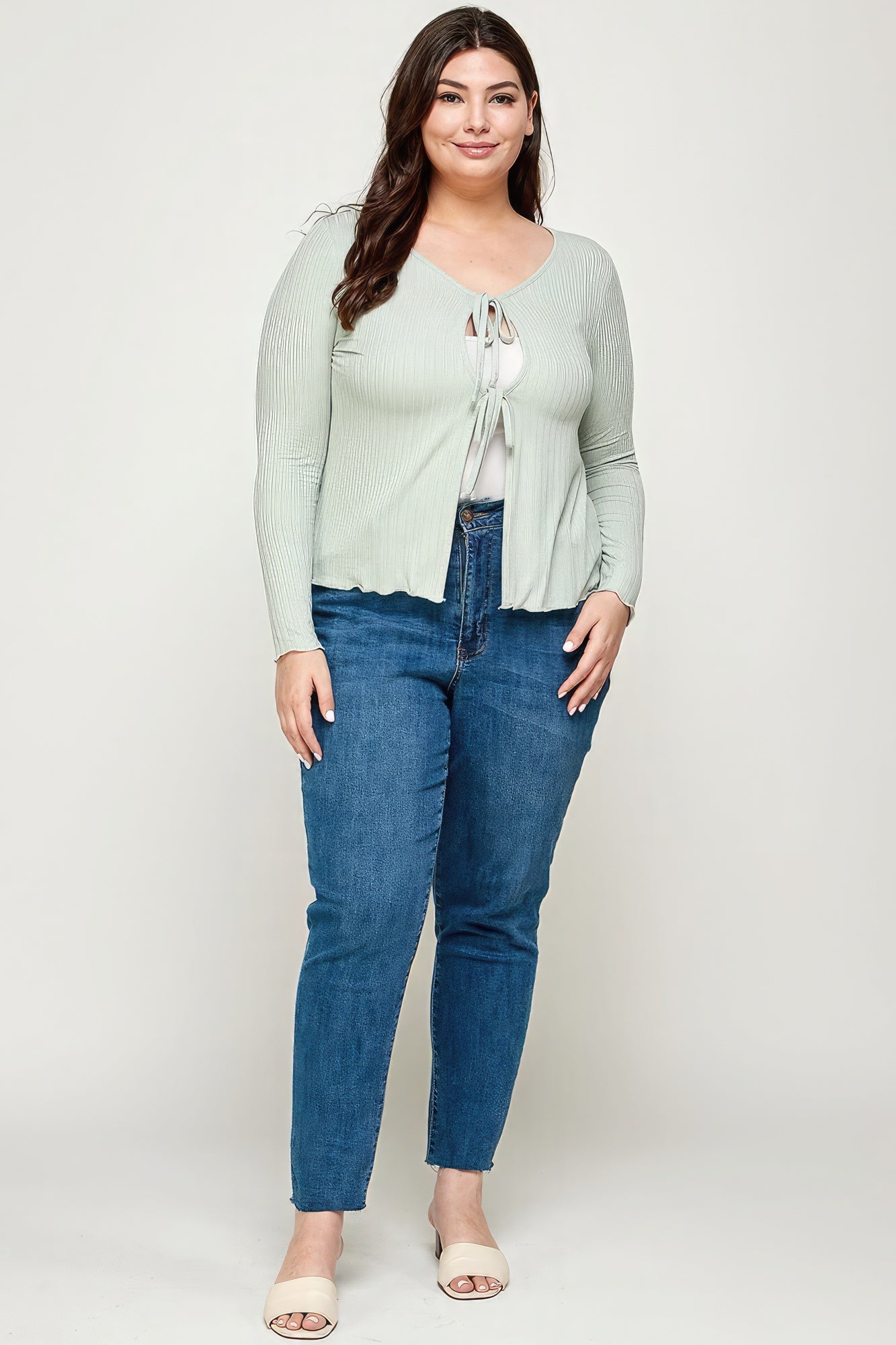 Solid Ribbed Pointelle Cardigan **also available in sage