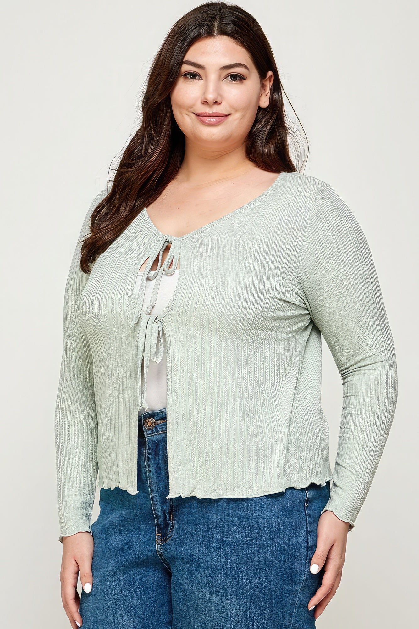 Solid Ribbed Pointelle Cardigan **also available in sage