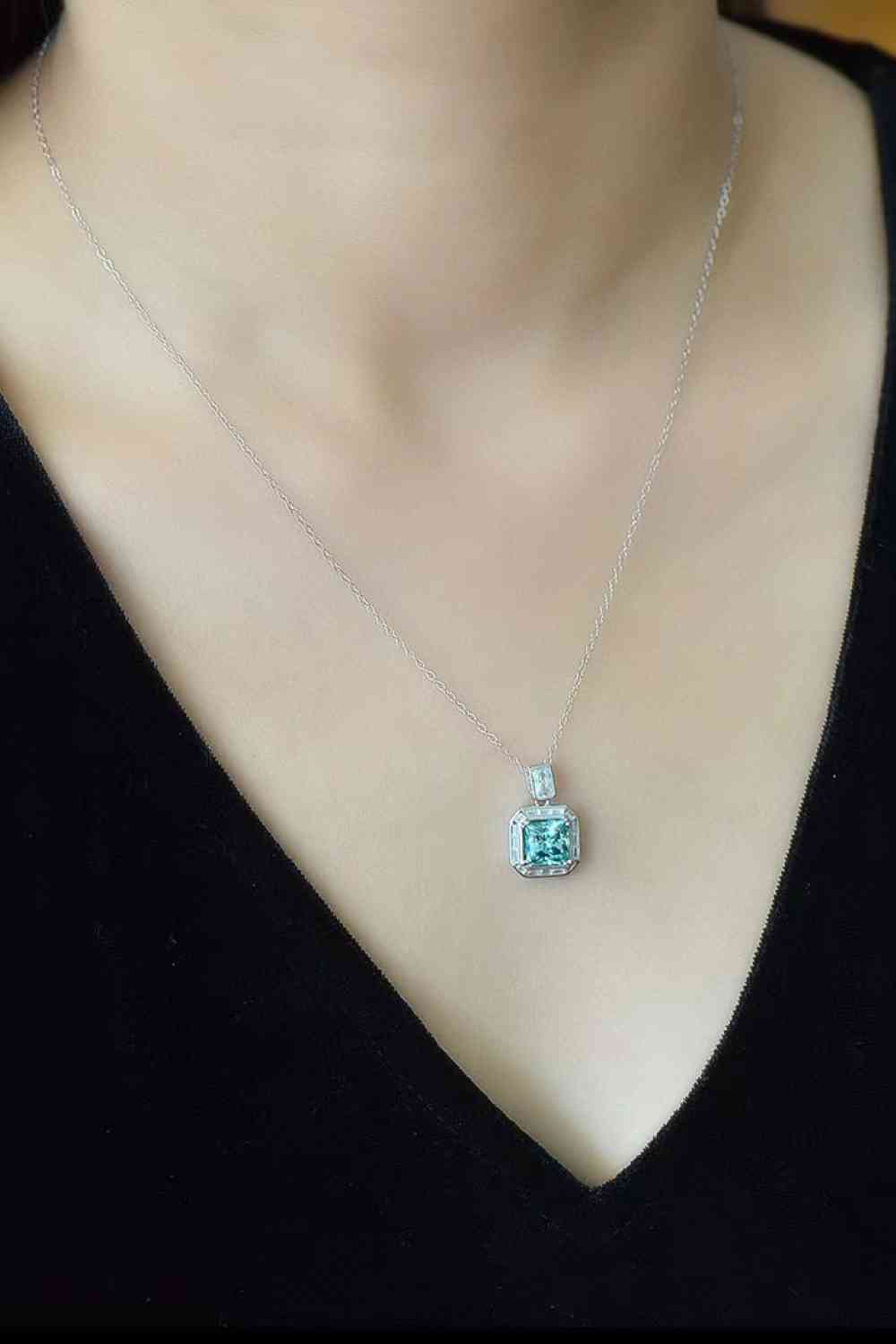 Lola - 2 Carat Moissanite Square Pendant Necklace