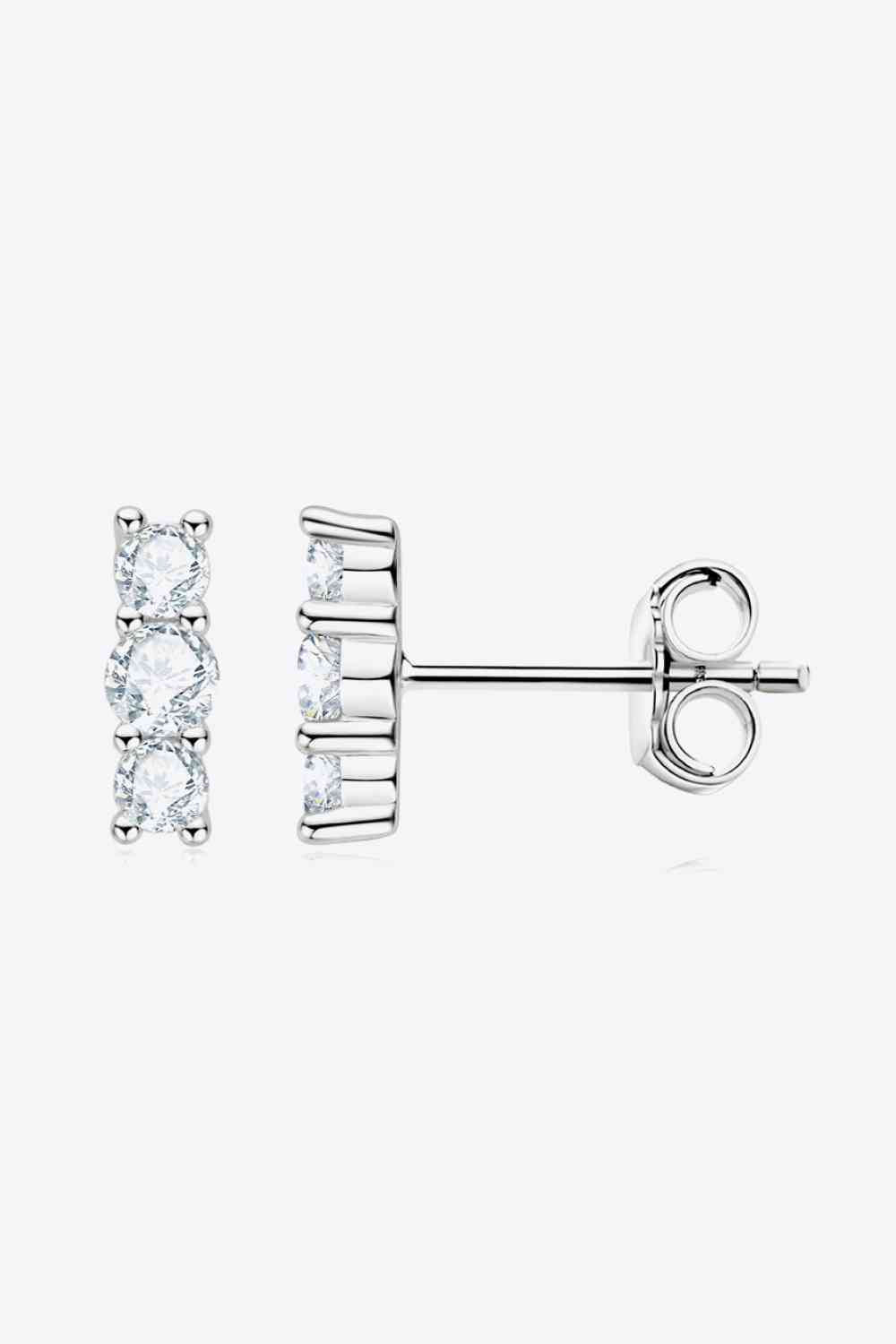 Babette Heartbeat Rhythm 925 Sterling Silver Moissanite Stud Earrings