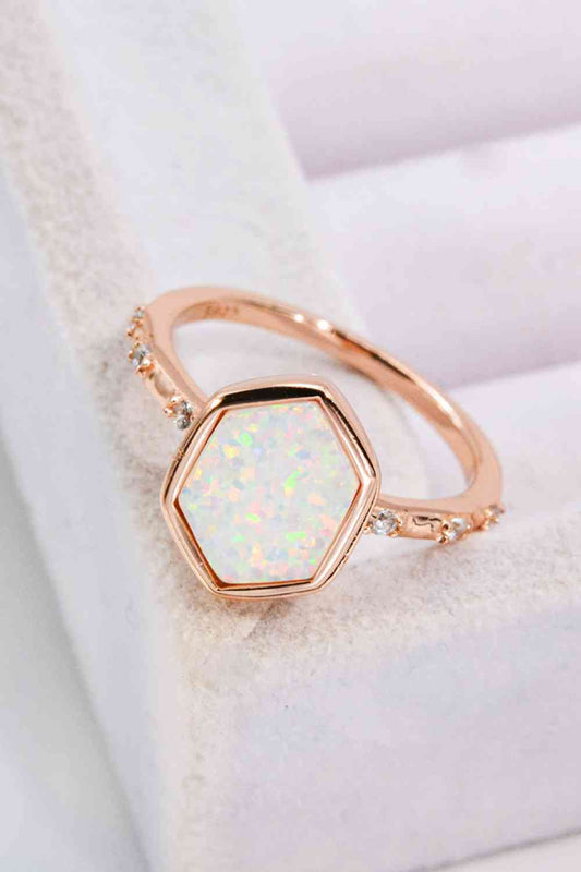 Olympia - Opal Hexagon 925 Sterling Silver Ring