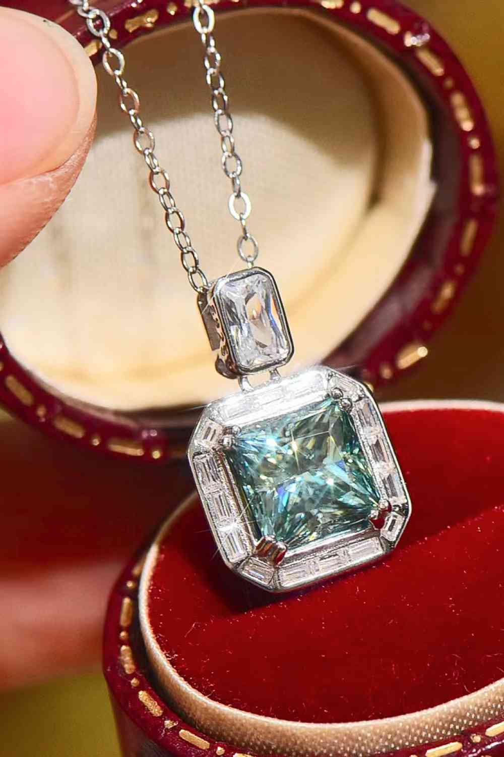 Lola - 2 Carat Moissanite Square Pendant Necklace