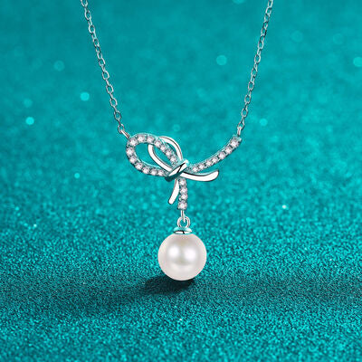 Scarlett - Natural Pearl Pendant Moissanite 925 Sterling Silver Necklace