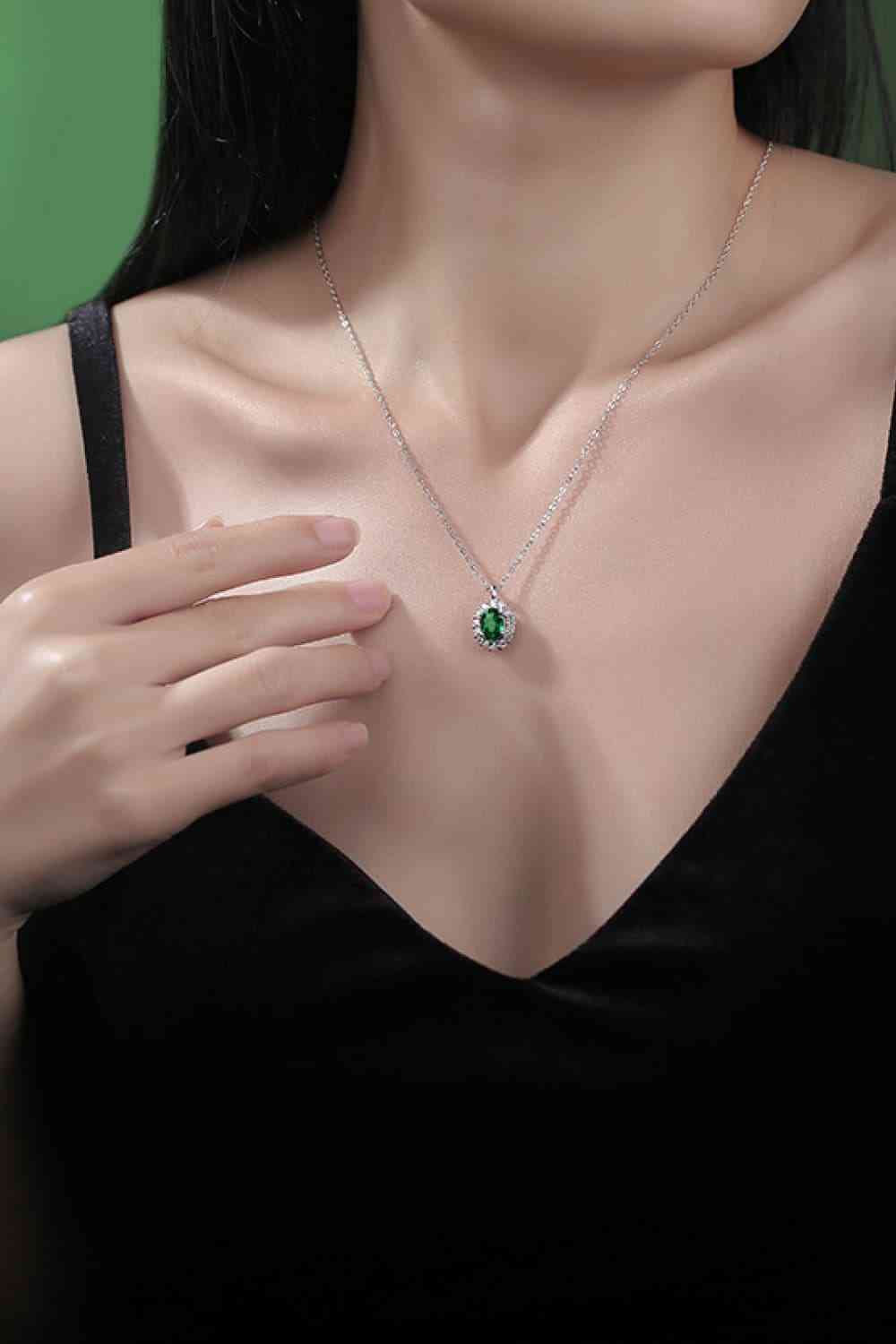 Phoebe - 1.5 Carat Lab-Grown Emerald 925 Sterling Silver Necklace