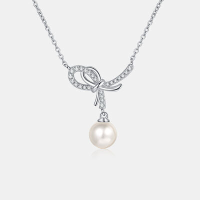 Scarlett - Natural Pearl Pendant Moissanite 925 Sterling Silver Necklace