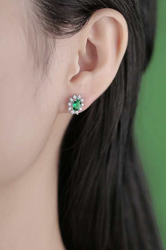 Marianne - 1 Carat Lab-Grown Emerald Stud Earrings