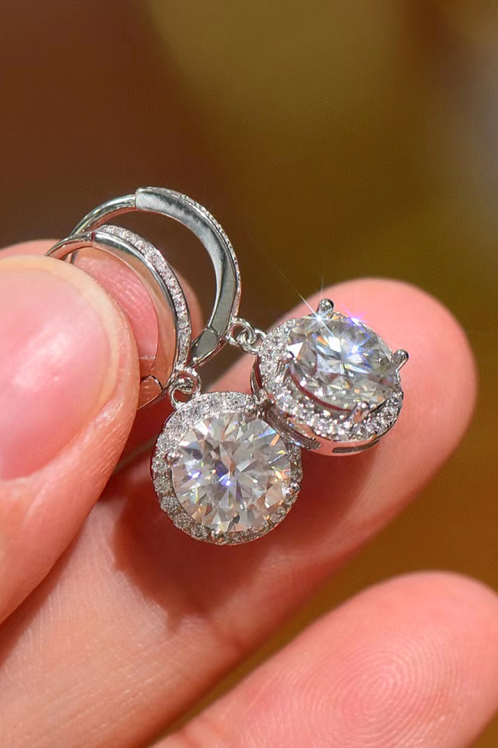 Sunday - 2 Carat Moissanite Round Drop Earrings