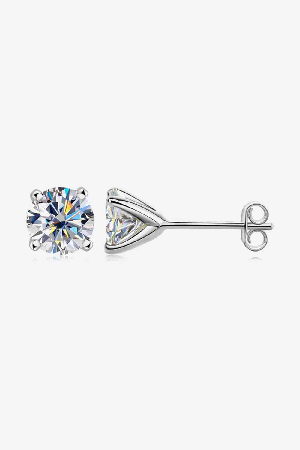 Brielle 925 Sterling Silver 1 Carat Moissanite 4-Prong Stud Earrings