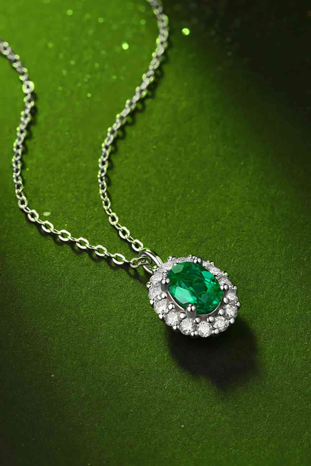 Phoebe - 1.5 Carat Lab-Grown Emerald 925 Sterling Silver Necklace