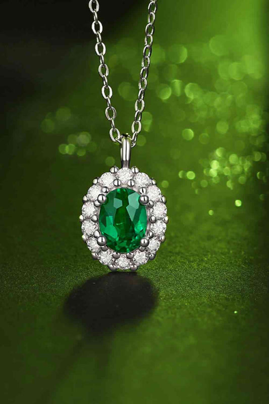 Phoebe - 1.5 Carat Lab-Grown Emerald 925 Sterling Silver Necklace